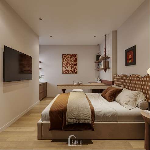 Thiết kế nội thất phòng ngủ em gái đơn giản tại chung cư Khai Sơn City